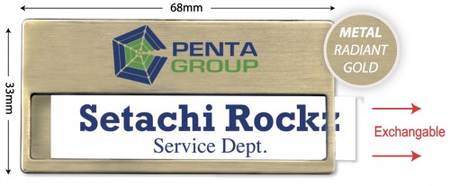 METAL RADIANT GOLD Reusable Name Tag - Model 8-1