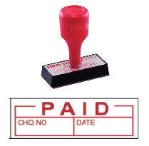 red rubber stock stamp
