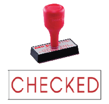 red rubber stock stamp