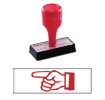 red rubber stock stamp